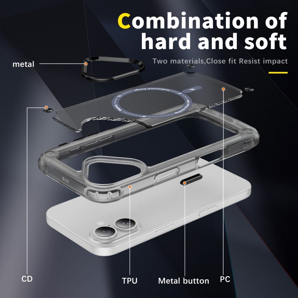 iPhone 17 MagSafe-yhteensopiva Kuori - läpinäkyvä musta