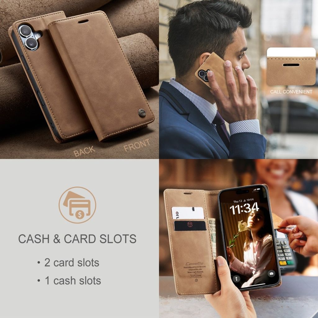 CASEME iPhone 17 Plånboksfodral med Kortfack - Brun