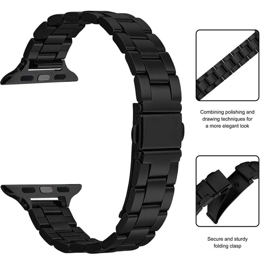 Apple Watch 42/41/40/38mm Klockarmband i rostfritt stål - Svart