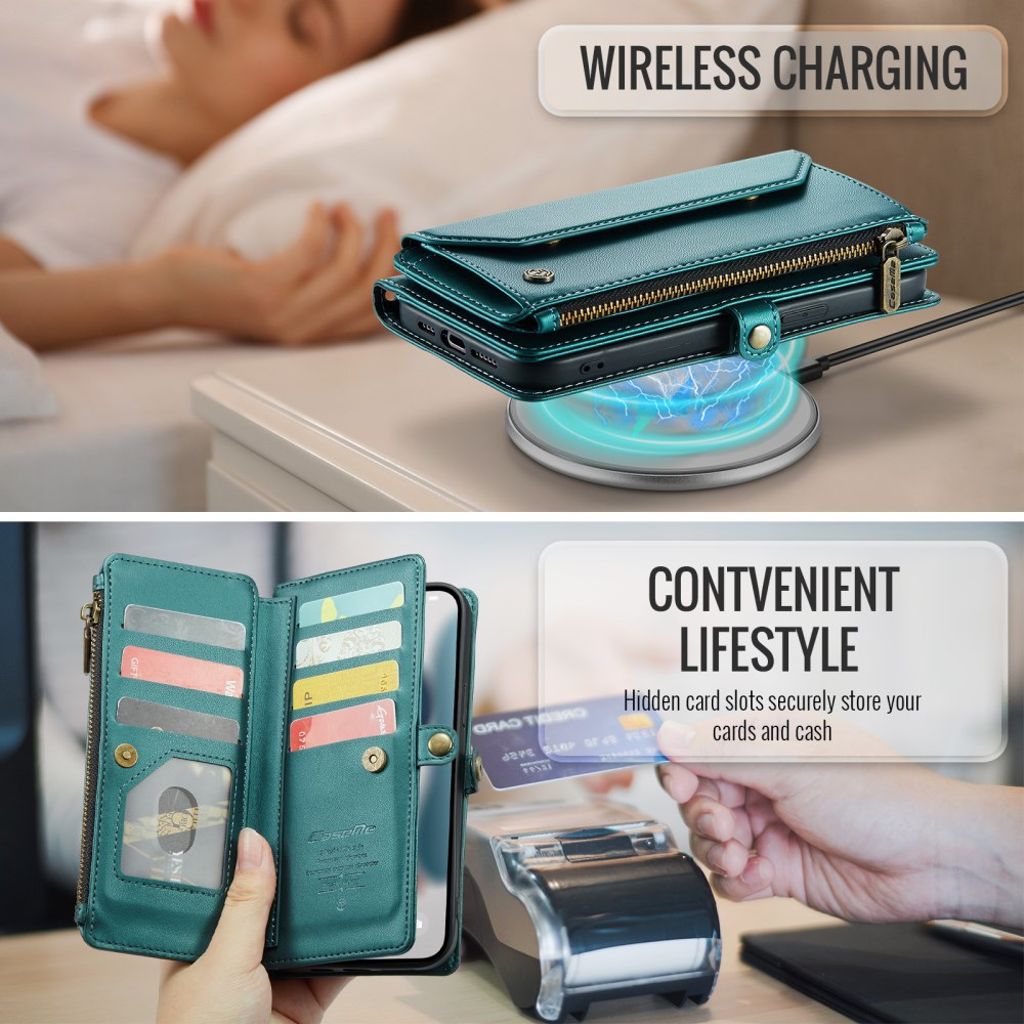 CASEME iPhone 13 Pro Max Lompakkokotelo Korttipaikat - Vihreä