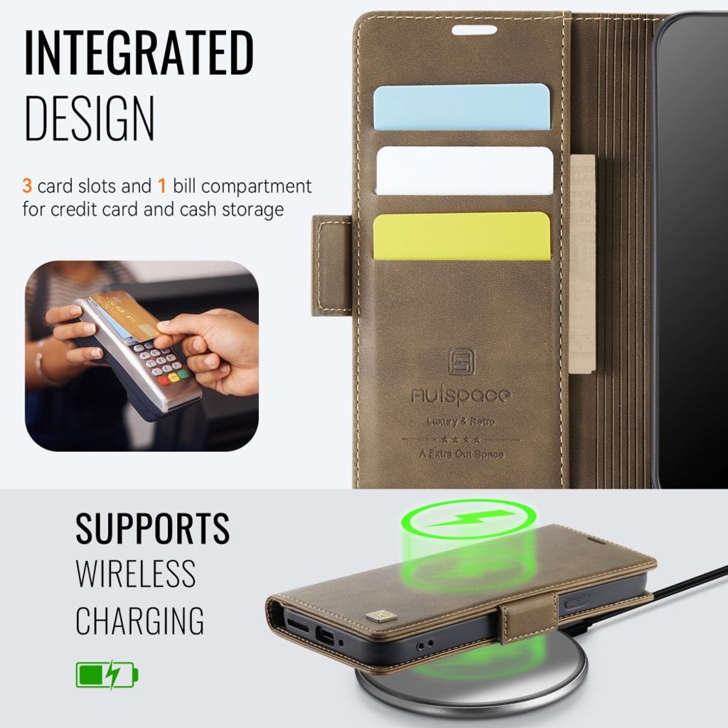 AUTSPACEA11 Google Pixel 11 Pro XL Plånboksfodral med RFID-blockering - Brun
