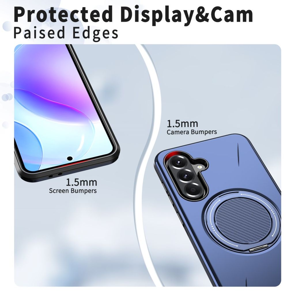 Samsung Galaxy A27 5G MagSafe-kuori pyörivällä rengastelineellä - Sininen