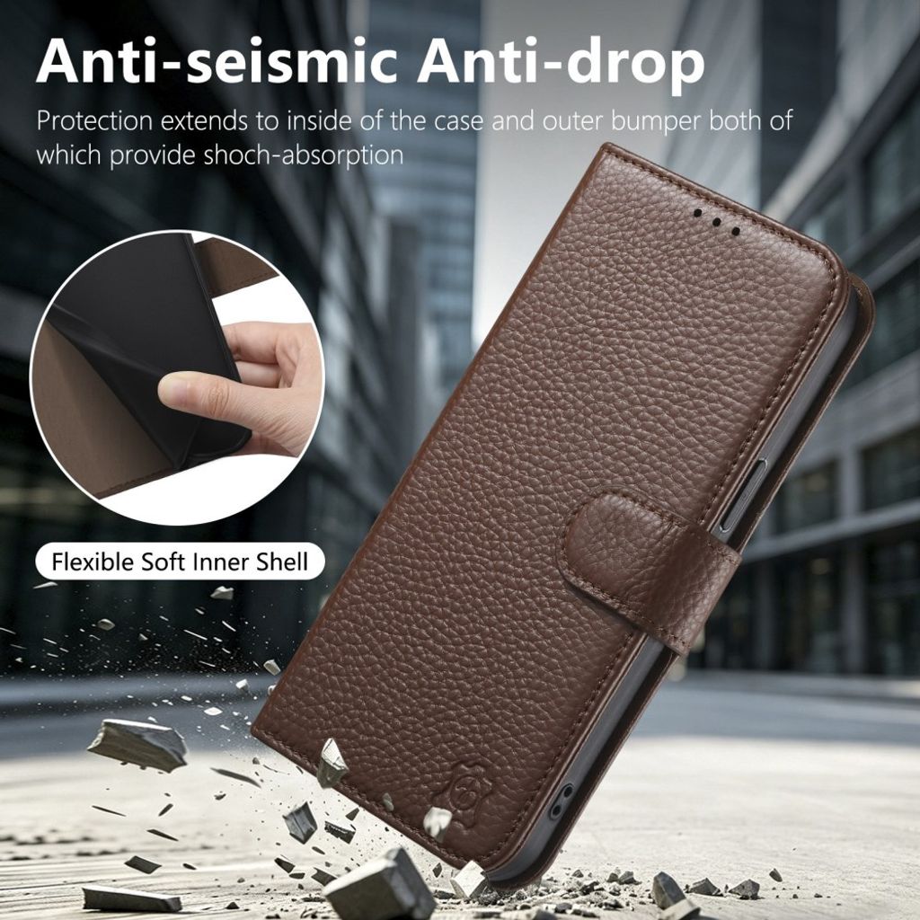 Xiaomi 17T Pro Lommeboketui RFID blokkering - Mørkebrun