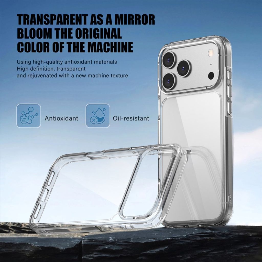 IPAKY iPhone 18 Pro Max/17 Pro Max kuori iskunkestävä - läpinäkyvä