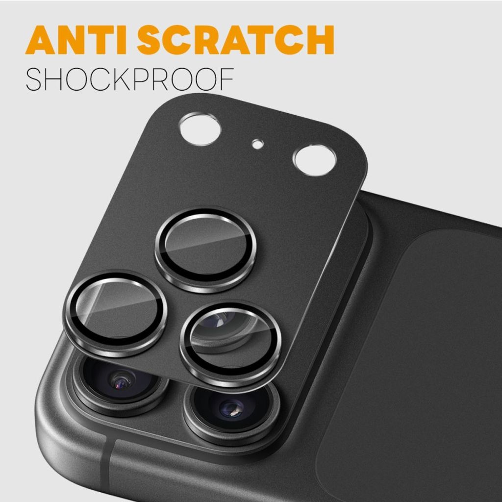 NORTHJO iPhone 18 Pro Max Metallinen Linssisuoja Karkaistusta Lasista - Musta