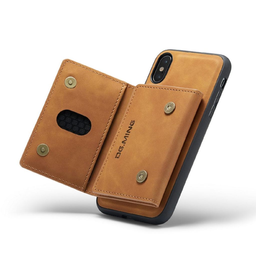 DG.MING iPhone XS Max Pungcover Stødsikker Stativ - Brun