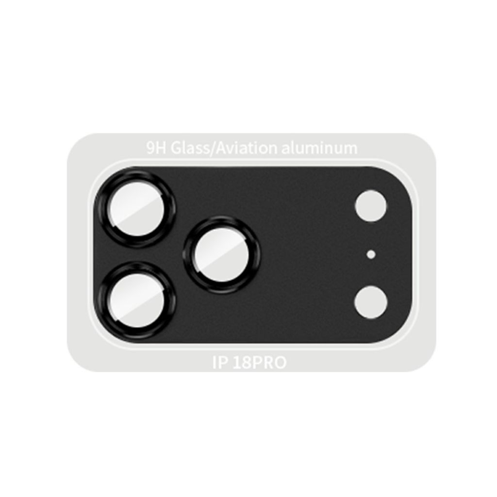RURIHAI iPhone 18 Pro Kameralinssin suoja alumiinikehyksellä - Musta