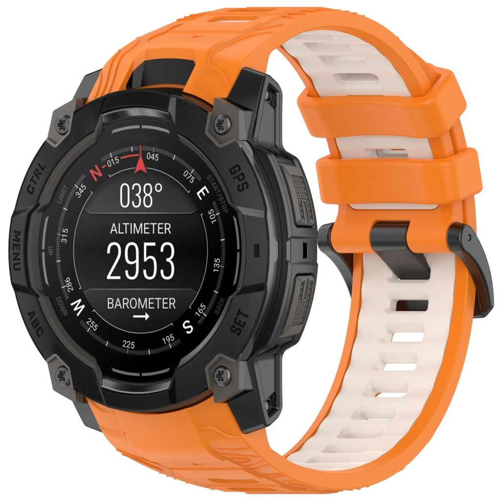 Garmin Instinct 3 50mm Urrem Silikone – Orange/Hvid