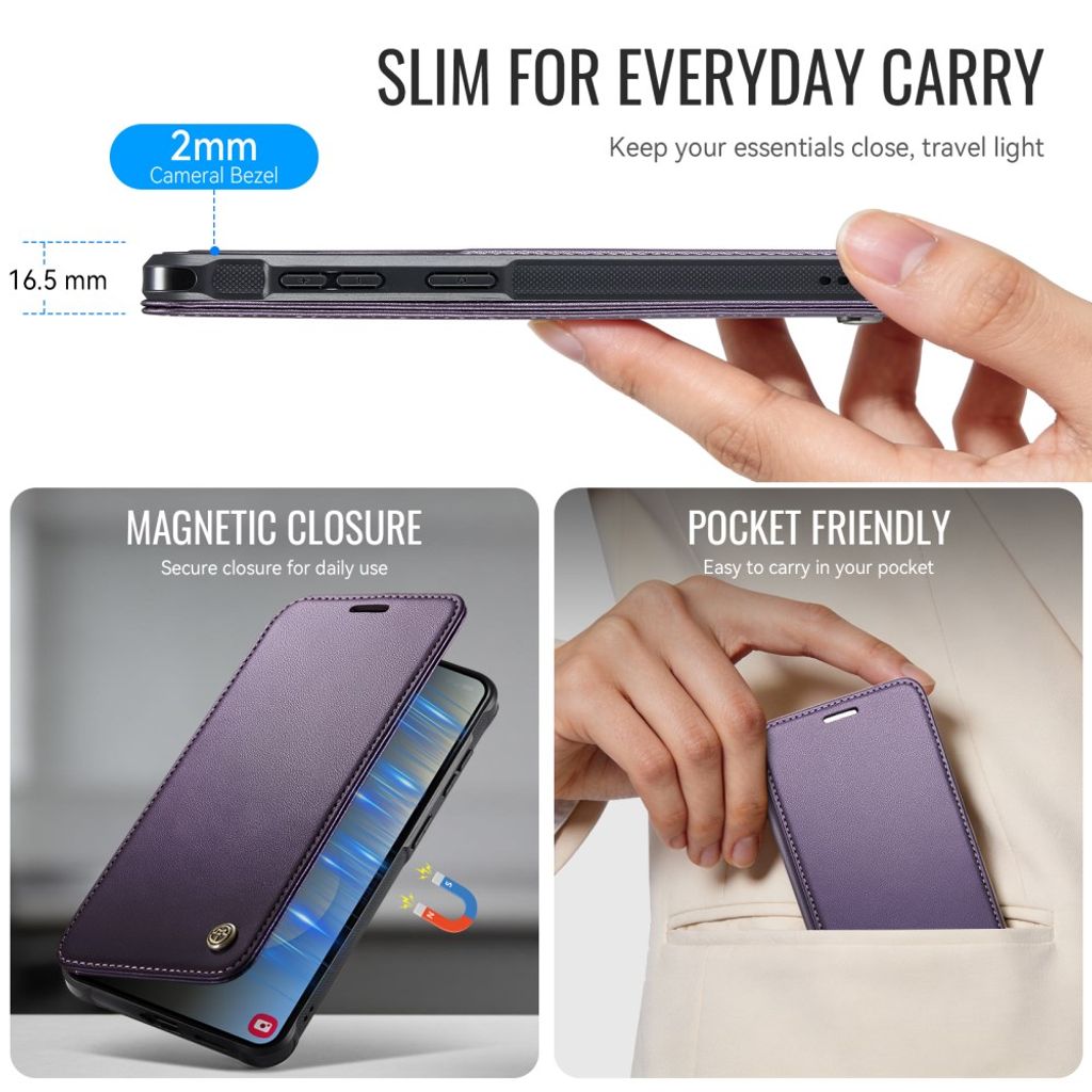 CASEME 053 Samsung Galaxy S24 FE Lommeboketui MagSafe RFID Blokkerende - Lilla