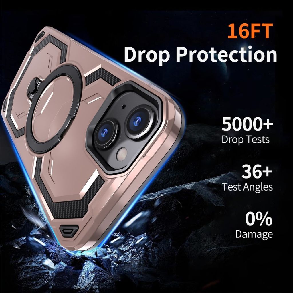 iPhone 15 Cover Ring Stativ MagSafe kompatibel – Rose guld