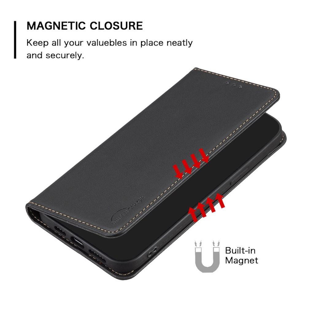 BINFEN COLOR iPhone 16 Plus Wallet Cover Magnetic Closure – Black