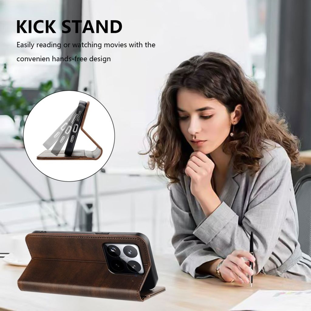 Xiaomi 15T Wallet Cover with RFID Blocking - Brown