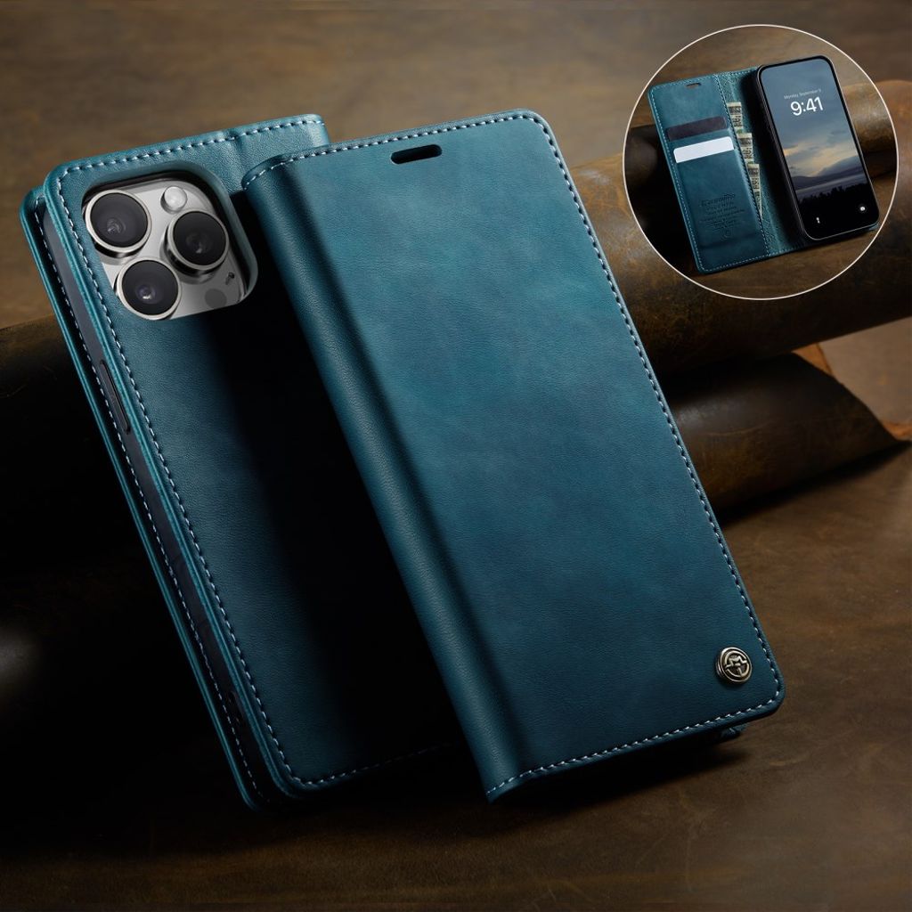 CASEME iPhone 16 Pro Max RFID Blocking Wallet Cover with Stand – Green