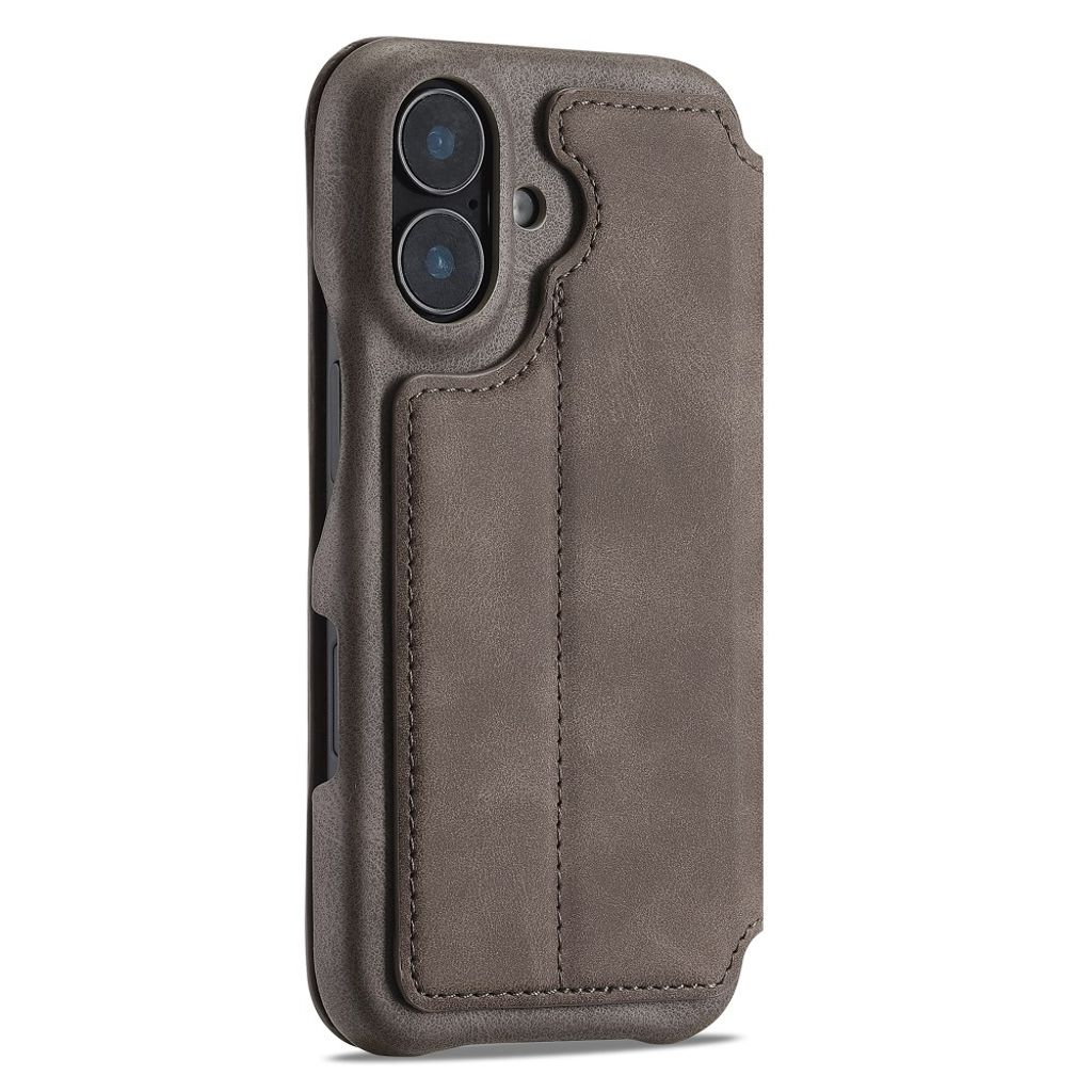 LC.IMEEKE iPhone 16 Plus Wallet Cover Card Holder Stand – Coffee