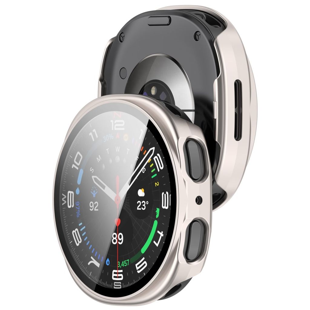 Samsung Galaxy Watch9 44mm Deksel med skjermbeskytter i glass - Starlight
