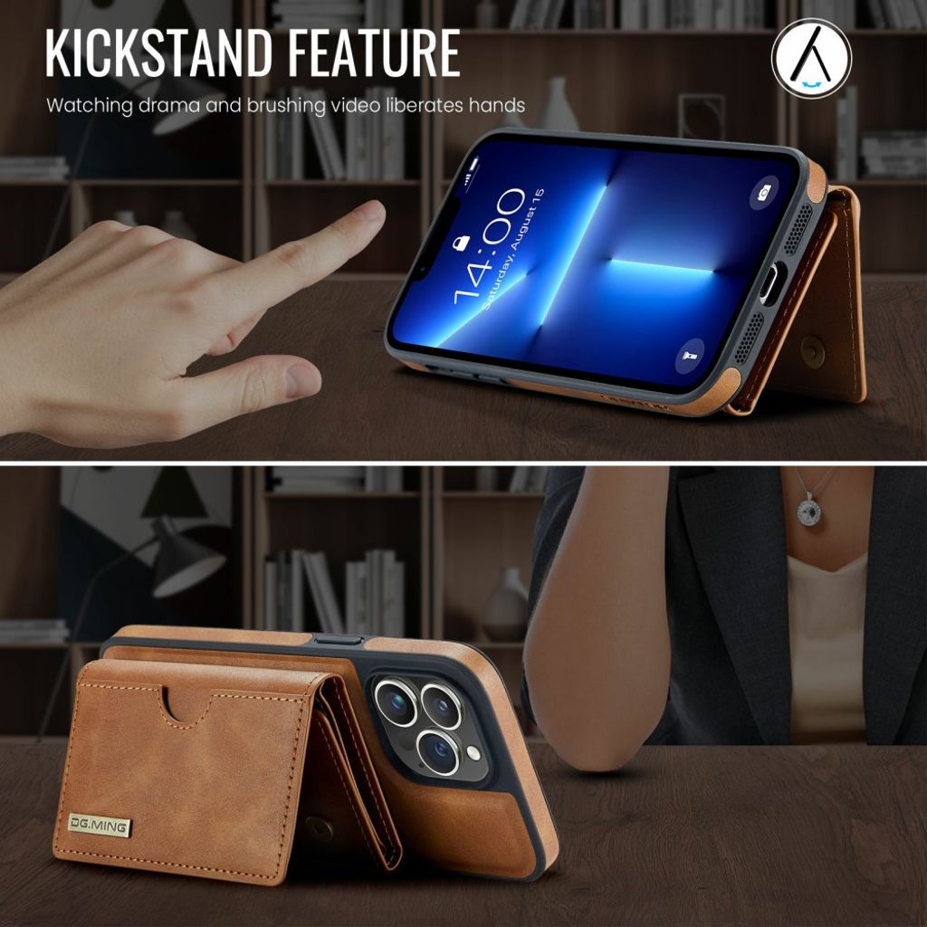 DG.MING iPhone 12 Pro Max Cover med Pung - Brun