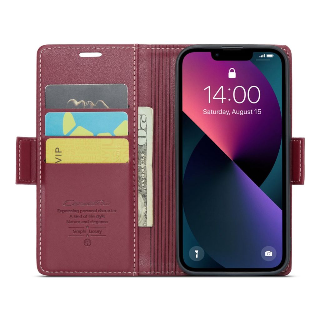 CASEME iPhone 14 023 RFID-blokerende Pungetui – Rød