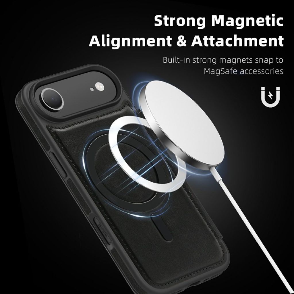 iPhone 17 Air MagSafe -kotelo korttilokerolla - musta