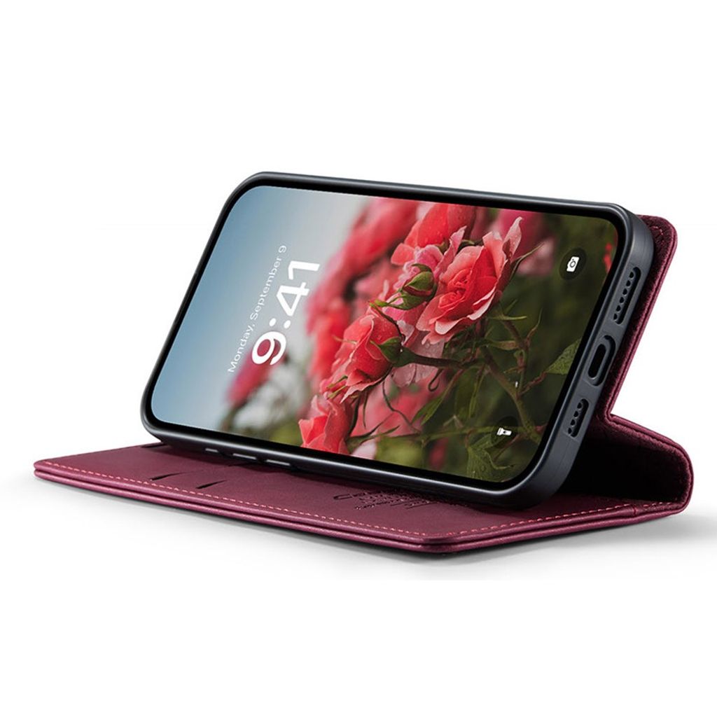 CASEME iPhone 16e Wallet Cover RFID Blocking Stand – Red