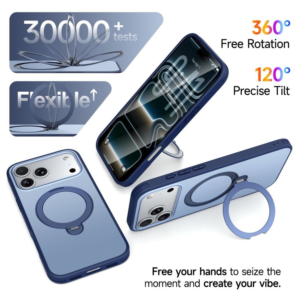 iPhone 18 Pro Max/17 Pro Max MagSafe Skal med Stativ - Blå
