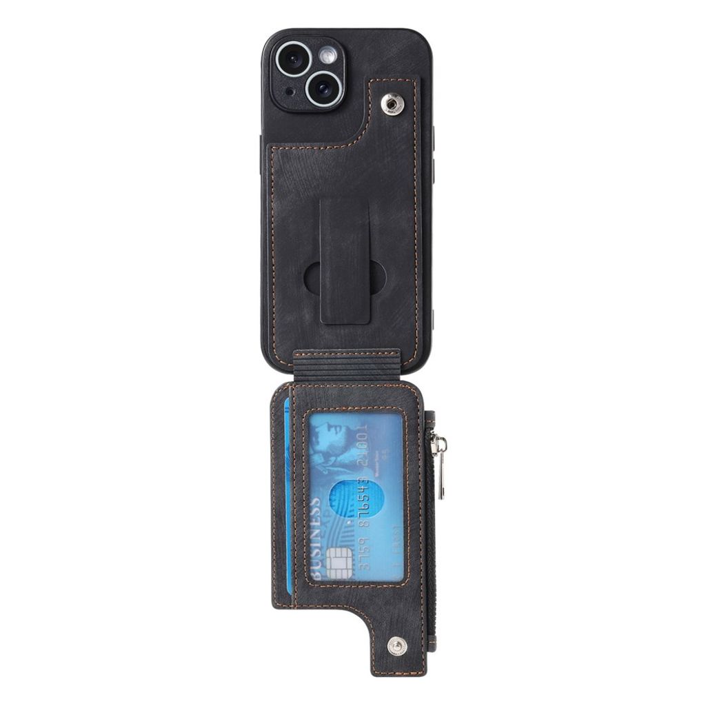 iPhone 14 Kuori Kortinpidike/Jalusta - Musta