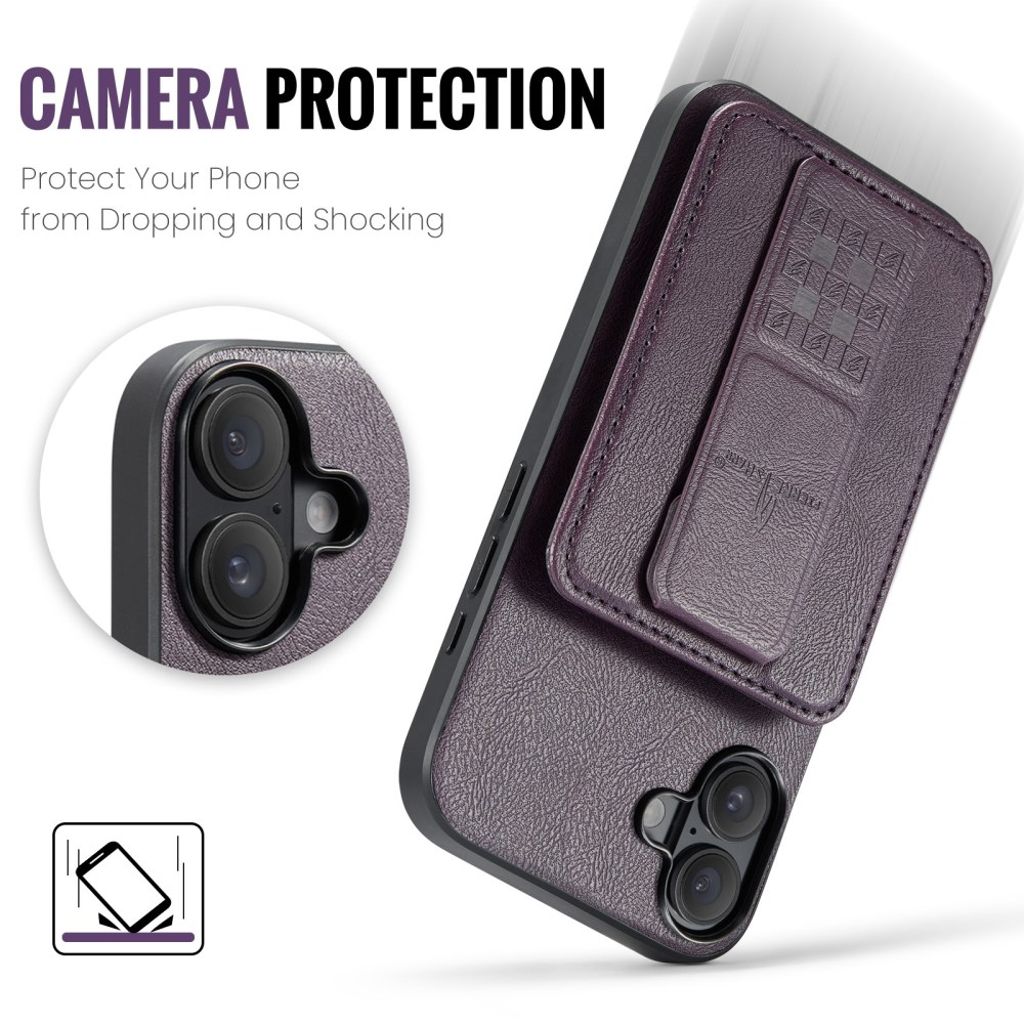 FIERRE SHANN iPhone 16 Case with Card slots - Purple
