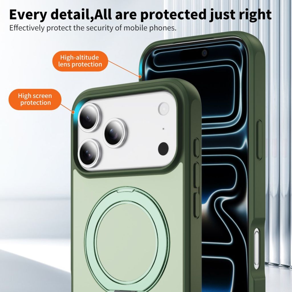 iPhone 18 Pro/17 Pro MagSafe Deksel med ringstøtte - Grønn