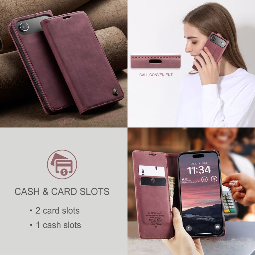 CASEME iPhone Air Pungetui med Kortplads - Rød