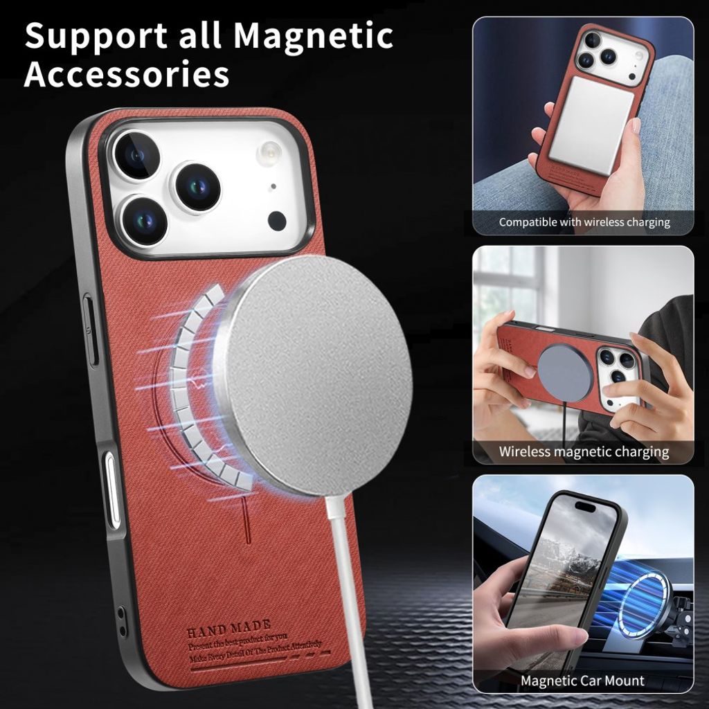 iPhone 18 Pro Max/17 Pro Max MagSafe-cover med tekstil-look - brun
