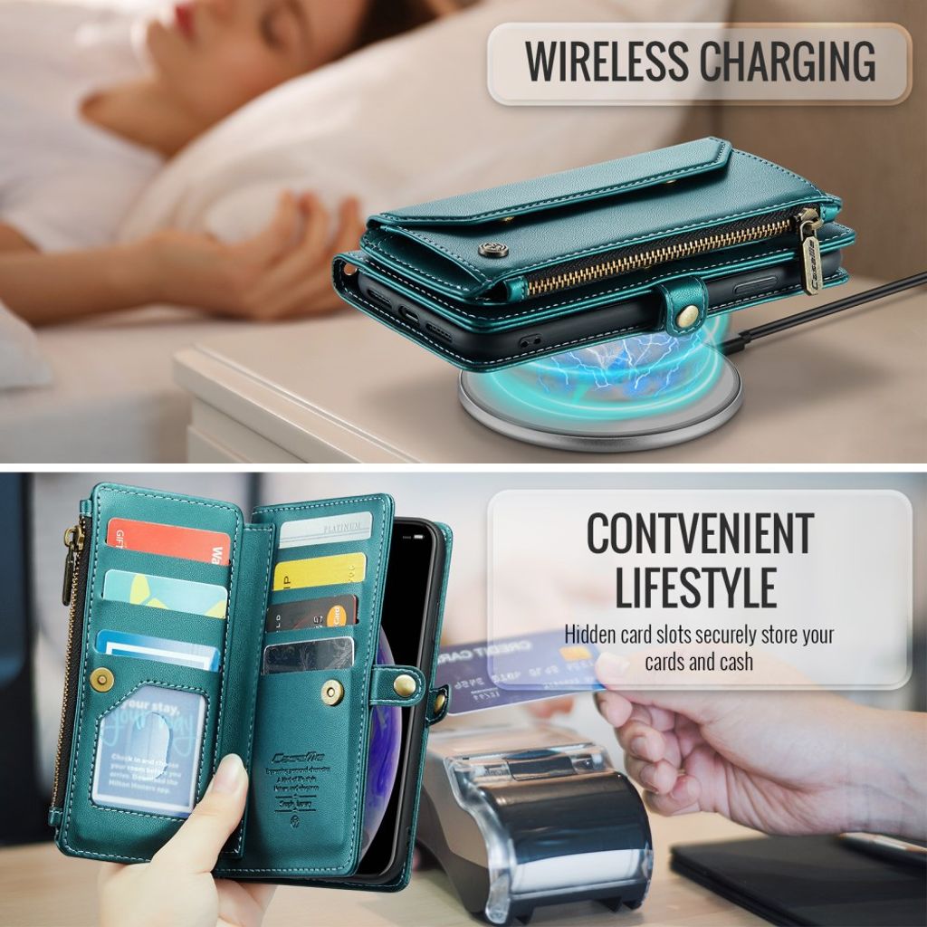 iPhone XS Max Pungetui CASEME C36 Kortholder og Stativ - Grøn