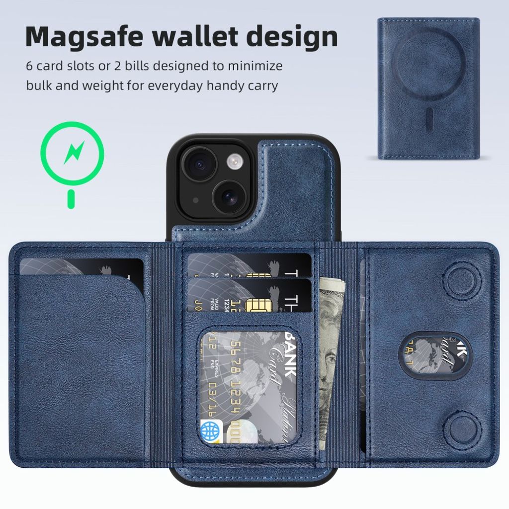 iPhone 15 Magnetic Wallet Case – Dark Blue