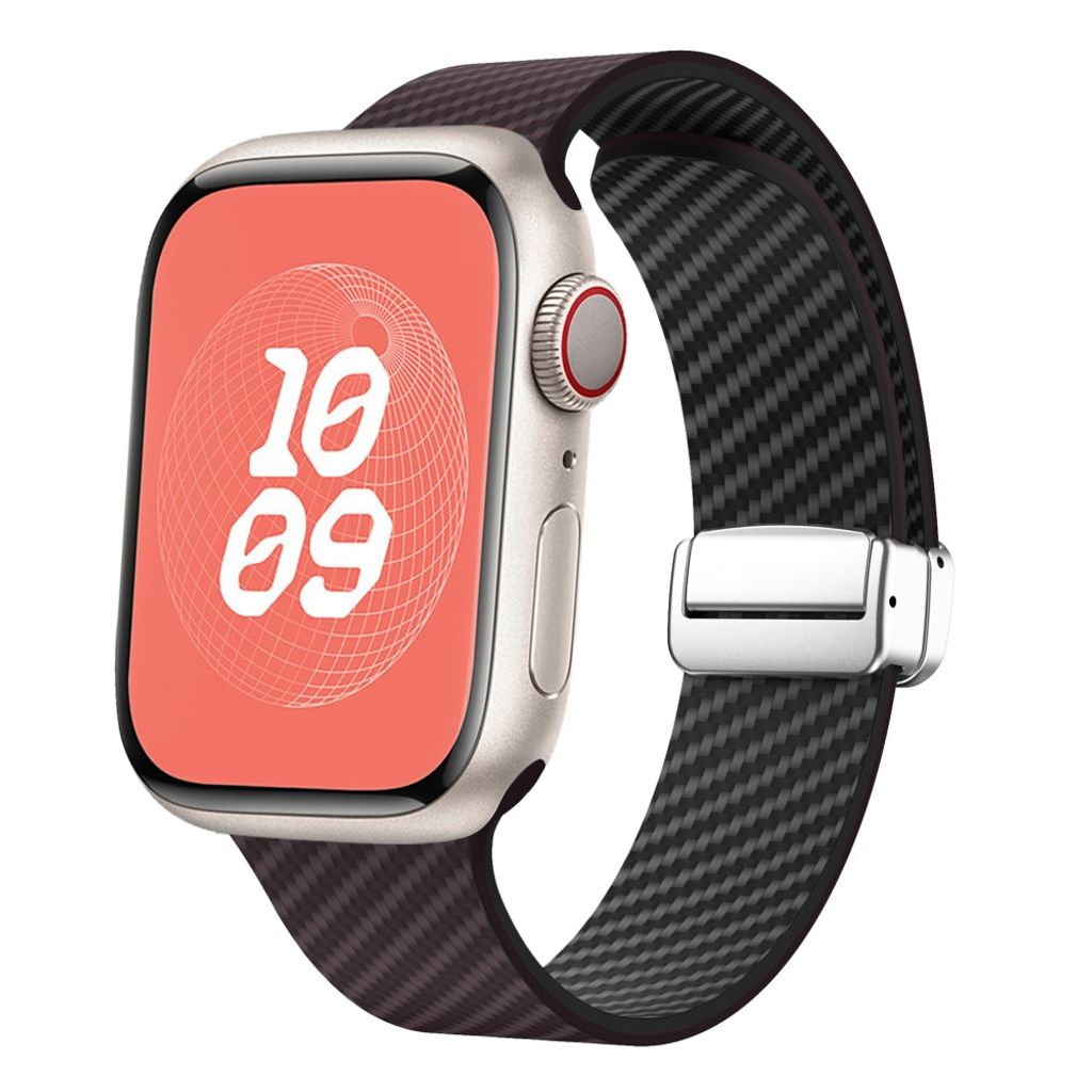 Apple Watch 42 / 41/ 40 / 38mm Klockarmband kolfibertextur - Mörkbrun/Svart