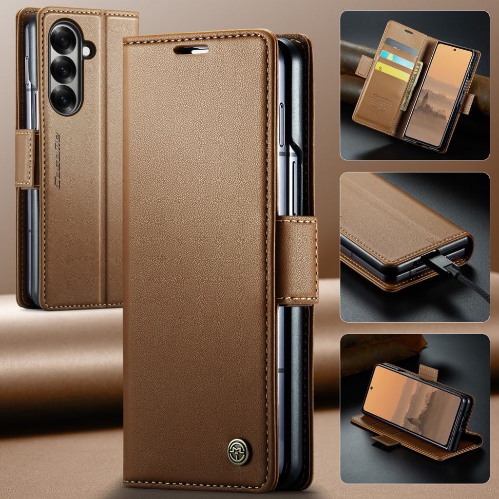 CASEME Samsung Galaxy Z Fold8 Ultra Flip Cover med RFID blokering - Brun