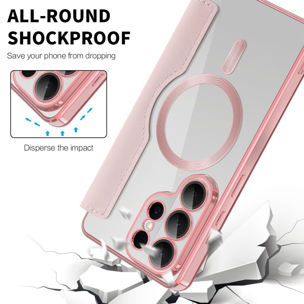 Samsung Galaxy S26 Ultra Lommeboketui RFID-blokkerende Kortholder - Rosa