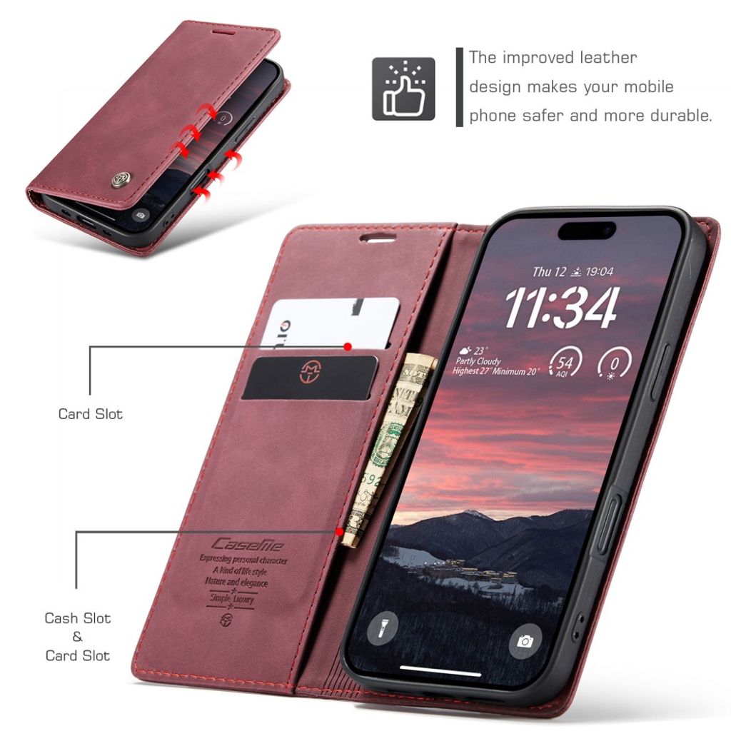 CASEME iPhone Air Pungetui med Kortplads - Rød