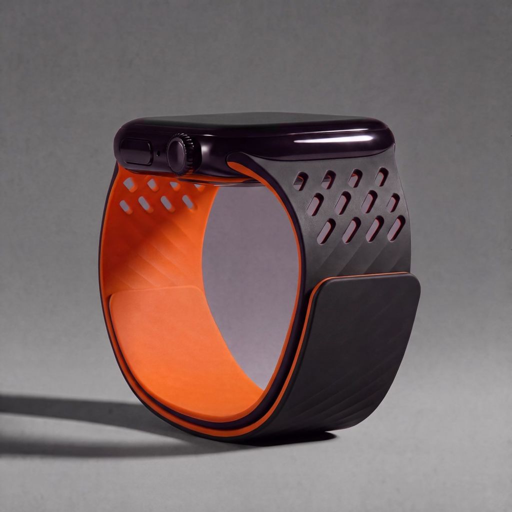 Apple Watch 42 / 41/ 40 / 38mm Klockarmband i Silikon - Svart/Orange