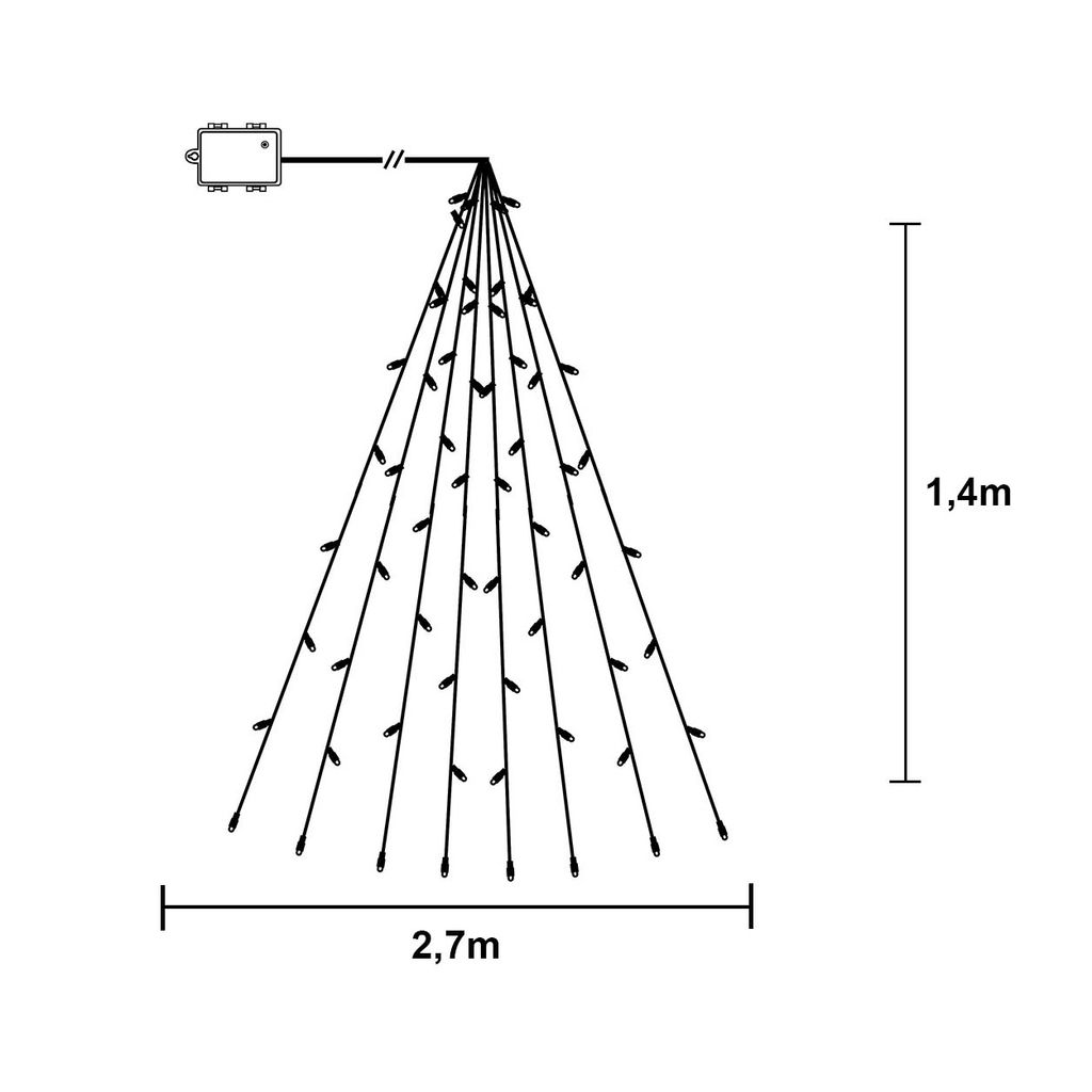 LED lyskæde BATTERI / 64 LED MULTIFARVEDE / 2,7m / BATTERI / TIMER – Indendørs/udendørs