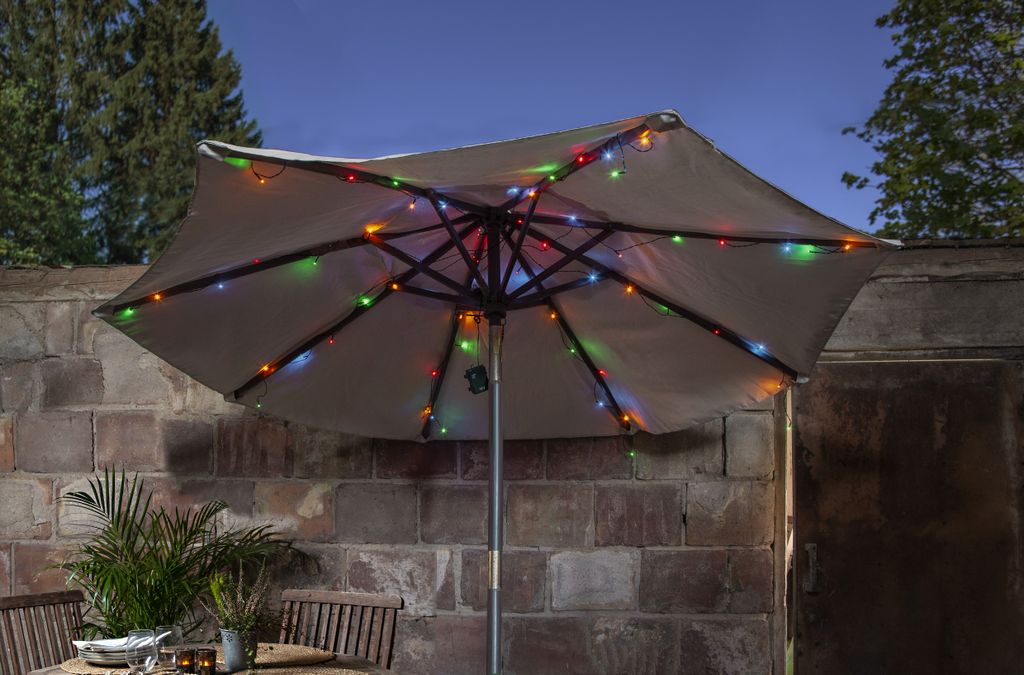 LED lyskæde BATTERI / 64 LED MULTIFARVEDE / 2,7m / BATTERI / TIMER – Indendørs/udendørs
