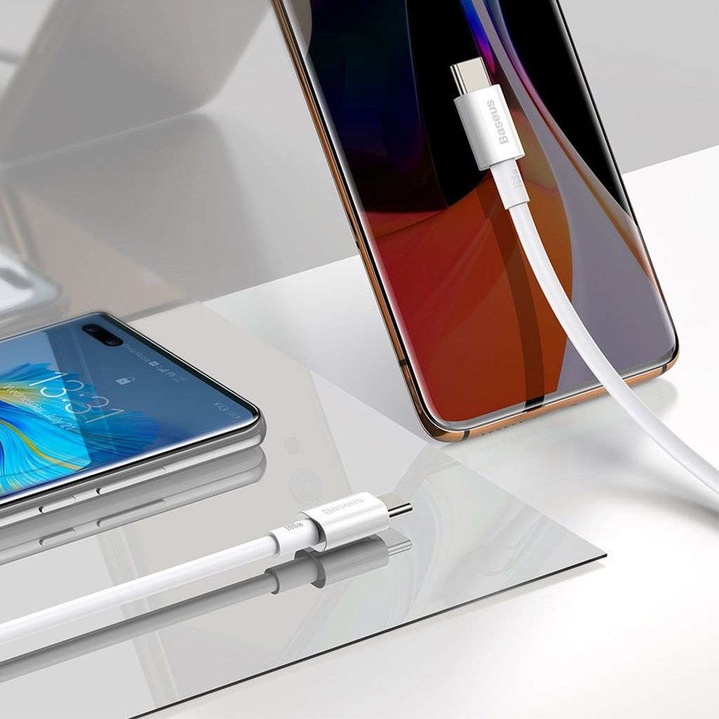 Baseus CATYS-C02 USB-C til USB-C 100W kabel 2m hvid