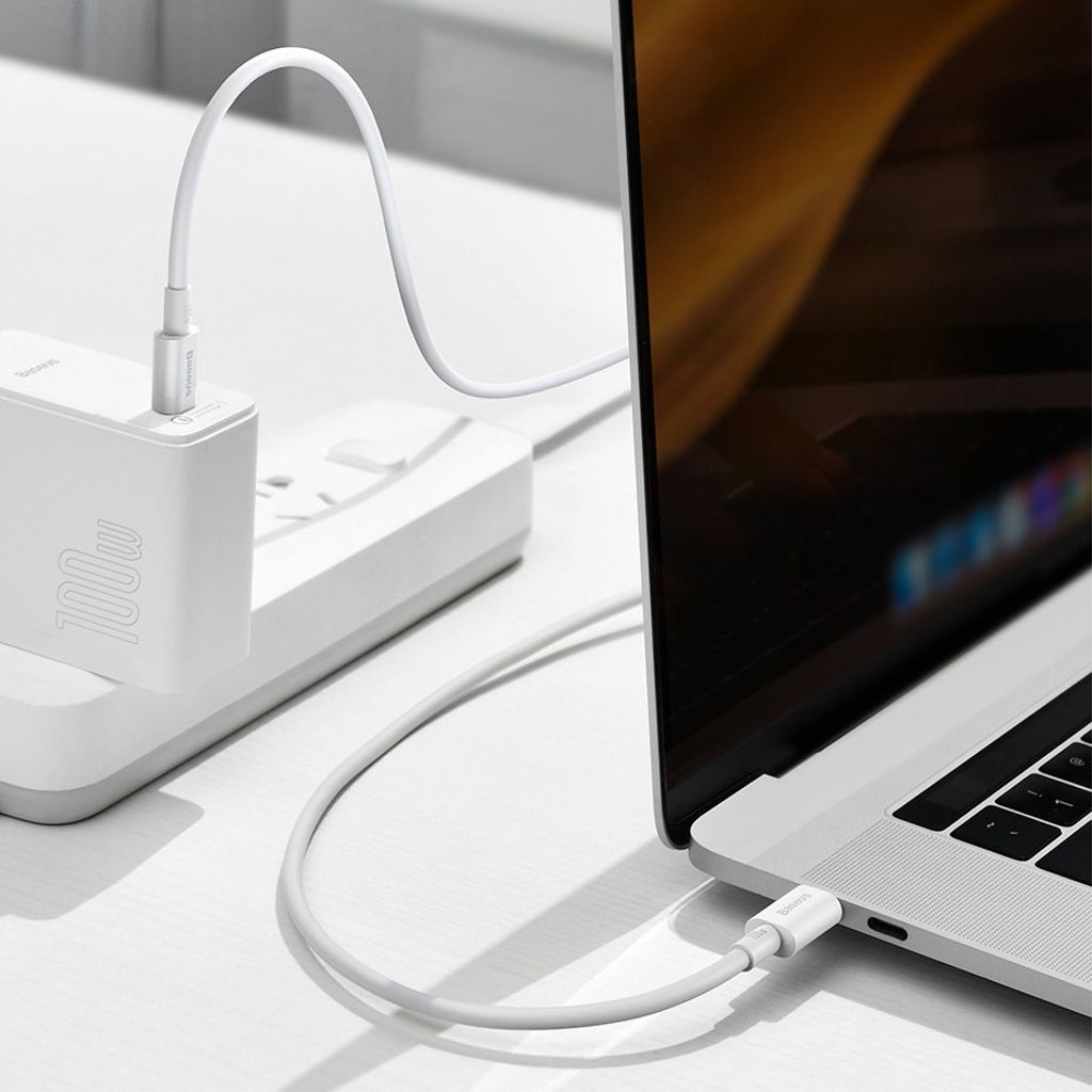 Baseus CATYS-C02 USB-C til USB-C 100W kabel 2m hvid