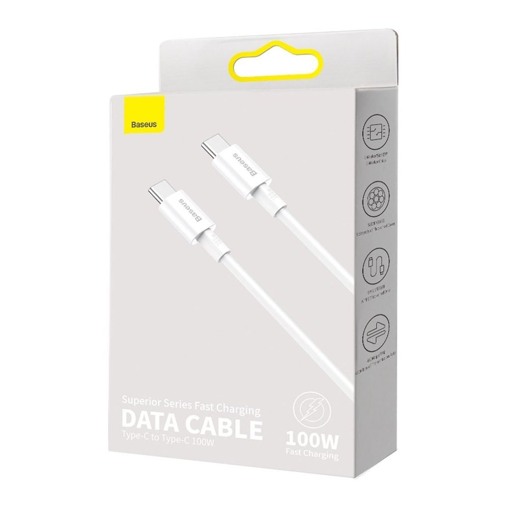Baseus CATYS-C02 USB-C til USB-C 100W kabel 2m hvid