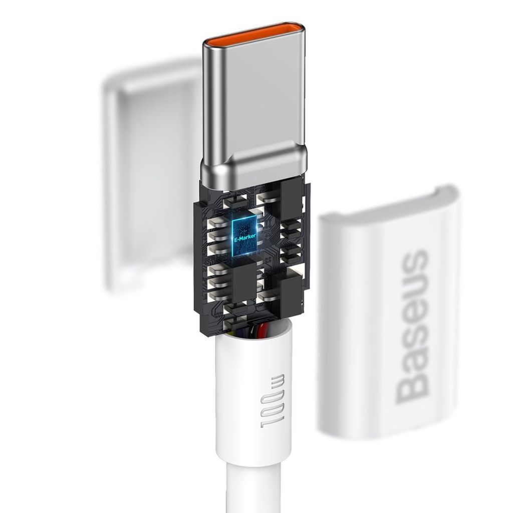 Baseus CATYS-C02 USB-C til USB-C 100W kabel 2m hvid