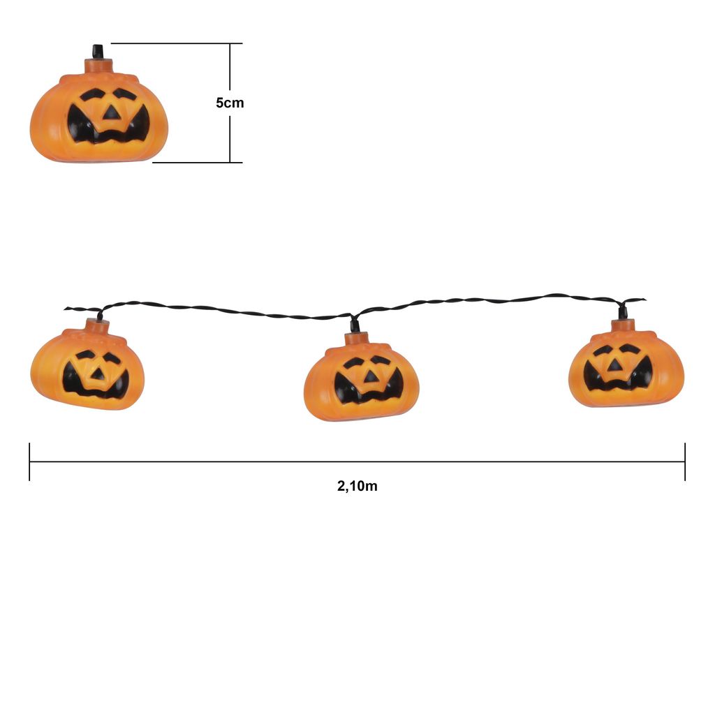LED Valosarja Halloween Oranssit Kurpitsat 8 LED 210cm Ajastimella