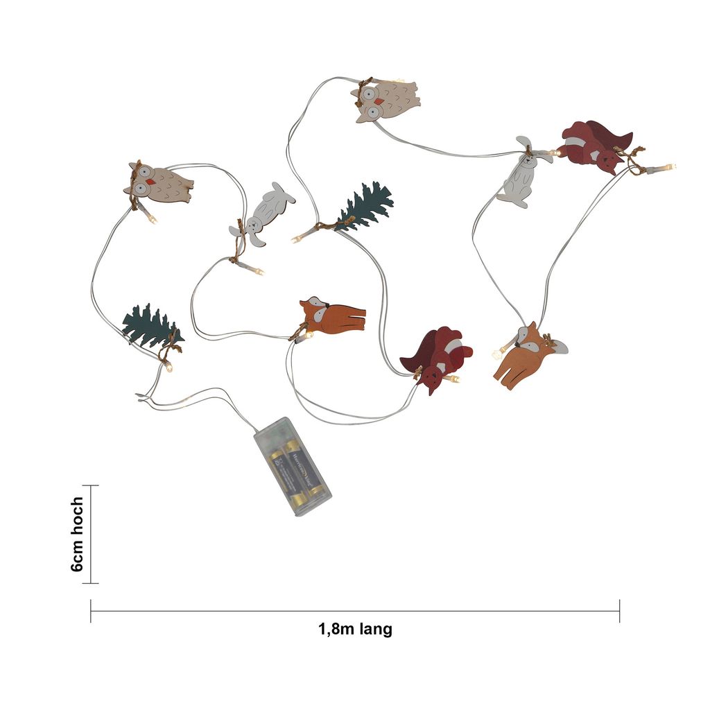Lyslenke Forest Friends / 10 LED / 1,8M / BATTERI