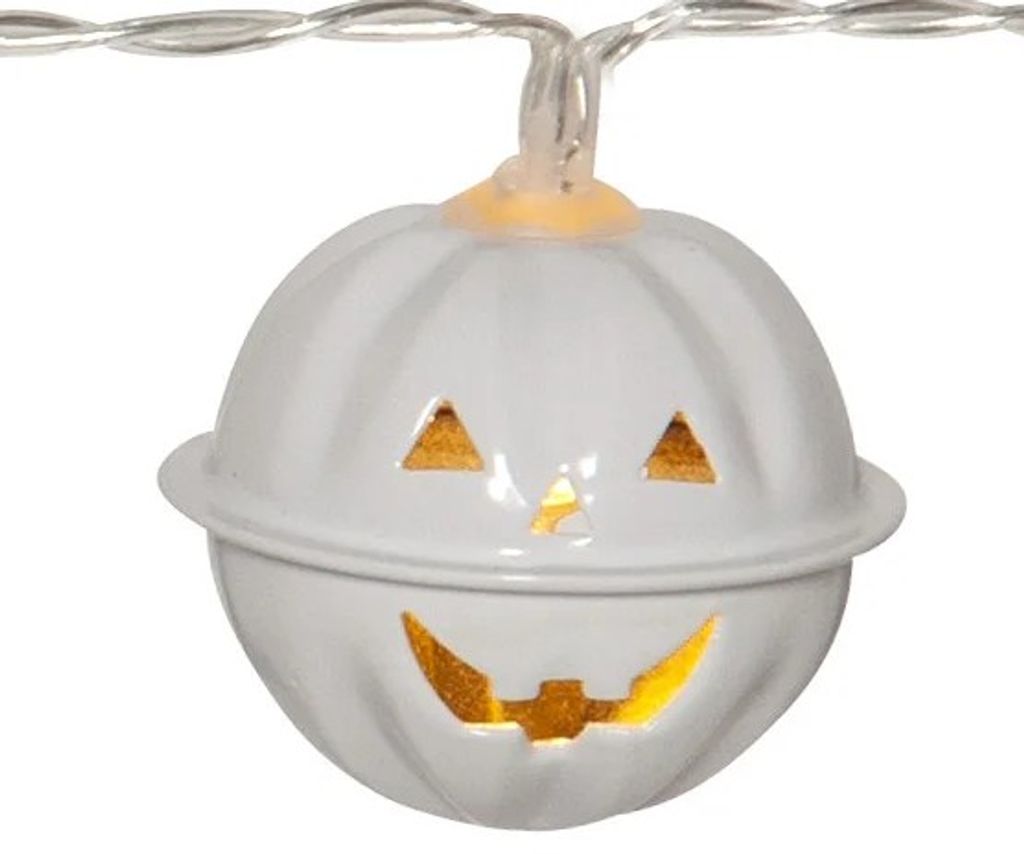 LED Valosarja Halloween Valkoiset Kurpitsat 10 LED 135cm Ajastimella