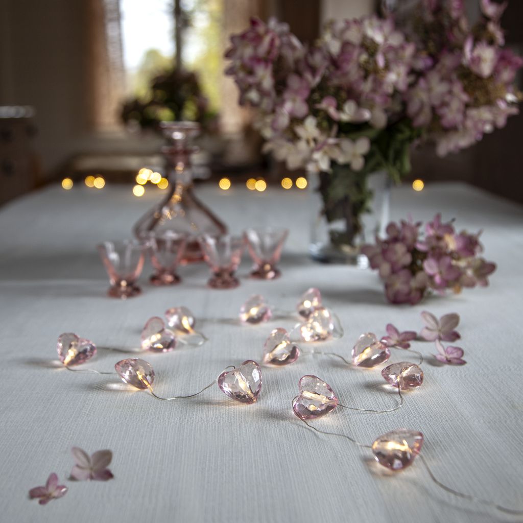 Valentine-valosarja – 12 lämminvalkoista LEDiä, 1,6 m, paristokäyttöinen