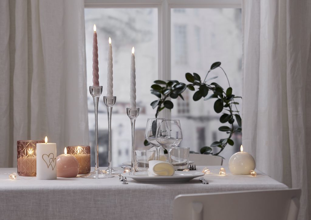 Valentine-valosarja – 12 lämminvalkoista LEDiä, 1,6 m, paristokäyttöinen