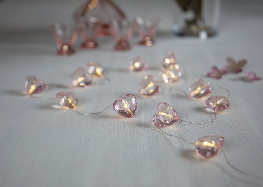 Valentine-valosarja – 12 lämminvalkoista LEDiä, 1,6 m, paristokäyttöinen