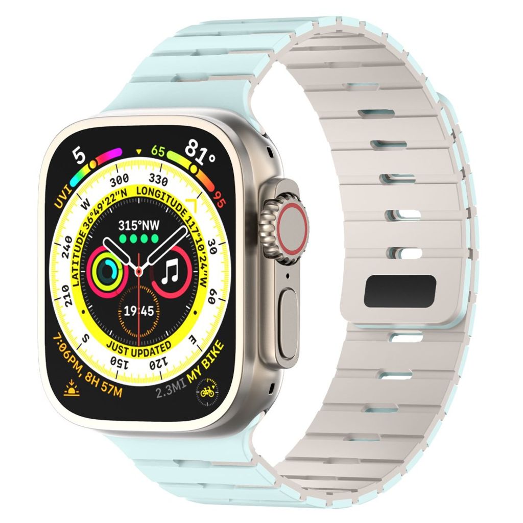 Apple Watch 49/46/44/42mm Tvåfärgat Klockarmband Silikon - Blå/Vit