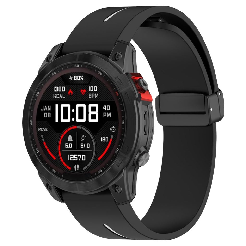 Garmin Fenix 8 51mm Klockarmband i Silikon - Svart, Vit